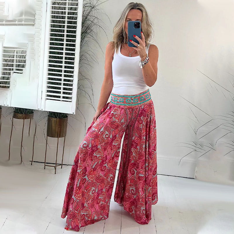 Elaroza Etnische Paisley Print Maxi Broek