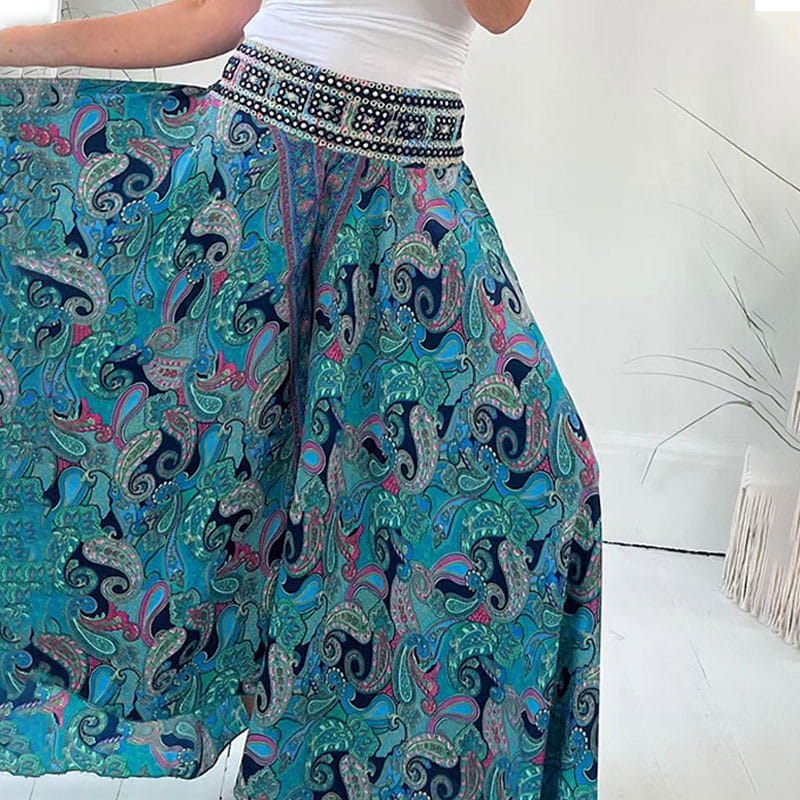 Elaroza Etnische Paisley Print Maxi Broek